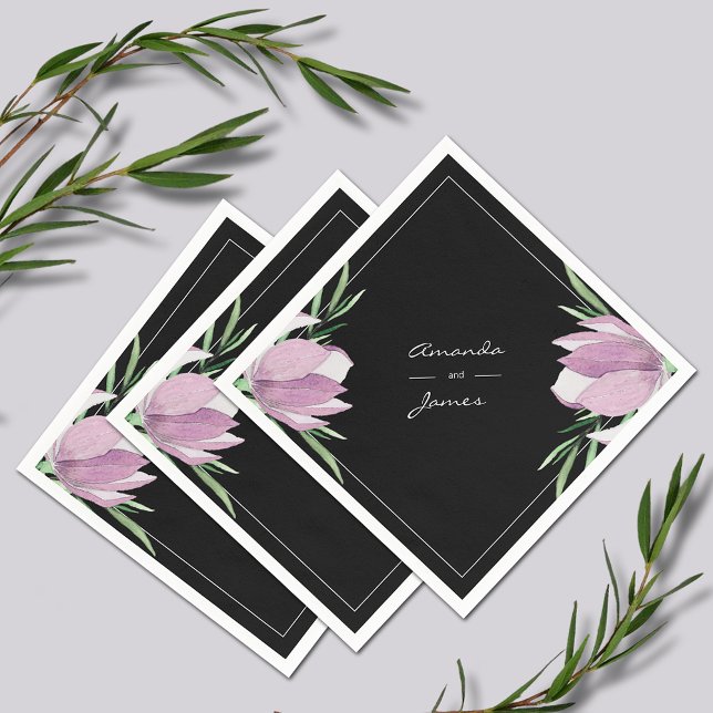 Guardanapo De Papel Púrpura Magnolia Floral Botânica Aquarela (Purple Magnolia Floral  Watercolor Wedding Cocktail Napkins)