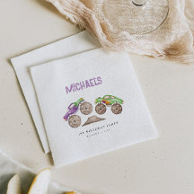 Púrpura Monstro Caminhões Basco Aniversário