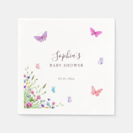 Guardanapo De Papel Púrpura Rosa-Borboleta Floral