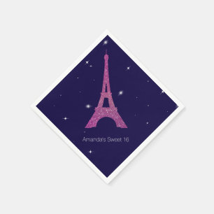 Guardanapo De Papel Púrpura Tema de Paris Doce 16 Aniversário Nápol