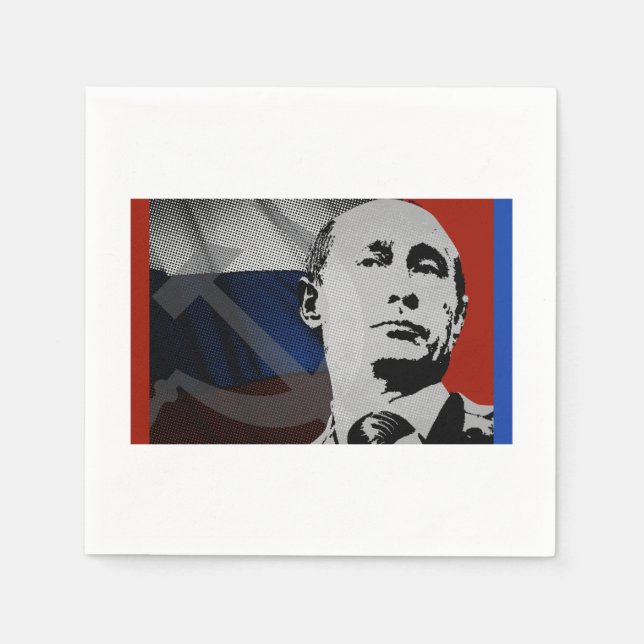 Guardanapo De Papel Putin com bandeira russa (Frente)