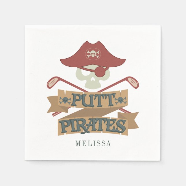 Guardanapo De Papel Putt Personalizado Pirata Golfing Hobby Paper Napk (Frente)