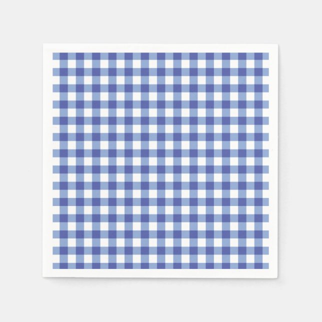 Guardanapo De Papel Quadrados de Gingham Xadrez Azul e Branco OZ Party (Frente)