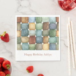 Guardanapo De Papel Quadrados Verdes Marrons Azuis Amarelos Aniversári