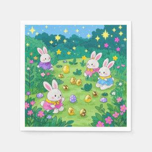 Guardanapo De Papel Quadrinhos escondendo ovos em um jardim
