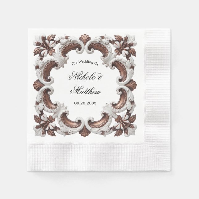 Guardanapo De Papel Quadro Casado Barroco Elegante (Frente)