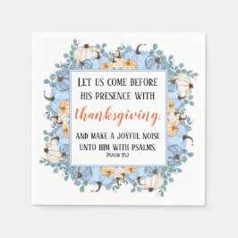 Guardanapo De Papel Quadro de Abóbora Azul com Escrita de Ação de Graç