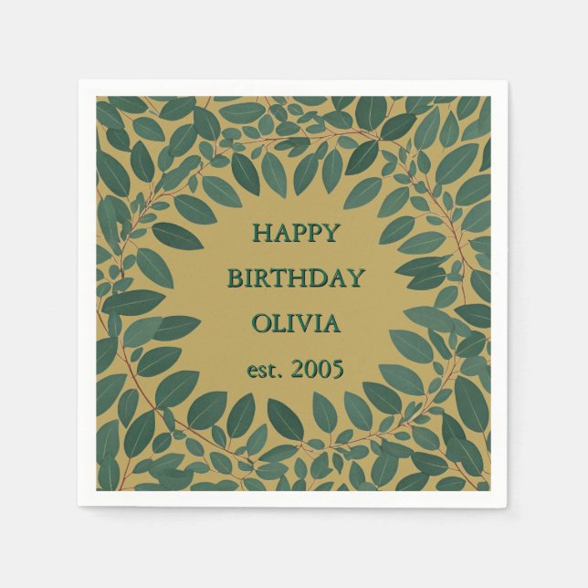 Guardanapo De Papel Quadro de eucalipto de texto personalizado - amare (Frente)