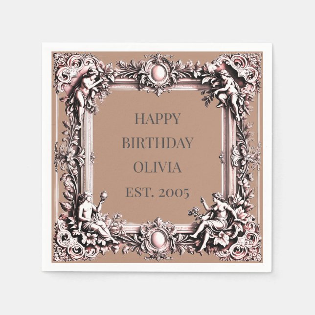 Guardanapo De Papel Quadro de rolagem vitoriano personalizado Napkin - (Frente)