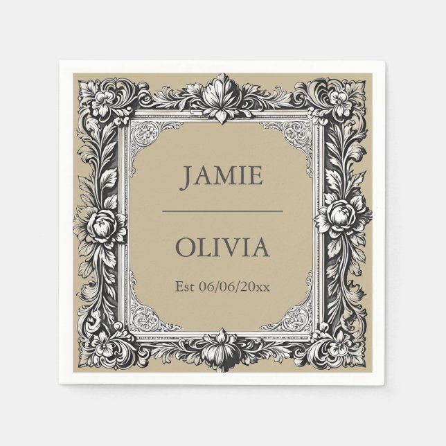 Guardanapo De Papel Quadro de rolagem vitoriano personalizado - papel  (Frente)