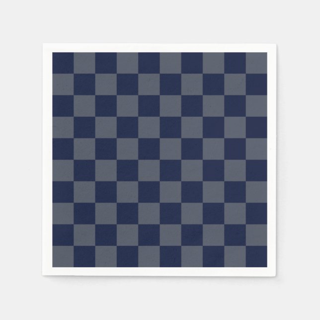 Guardanapo De Papel Quadro de verificação azul marinho (Frente)