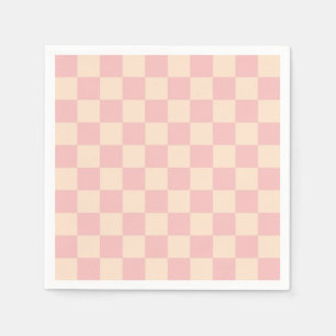 Guardanapo De Papel Quadro de verificação rosa e creme