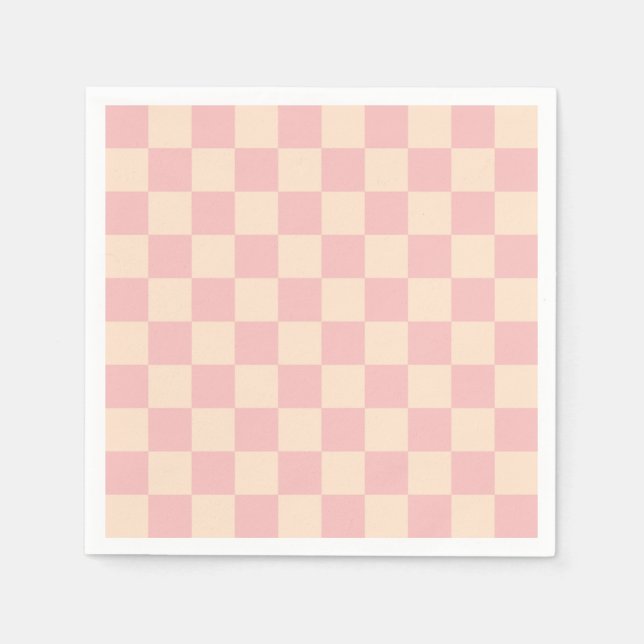 Guardanapo De Papel Quadro de verificação rosa e creme (Frente)