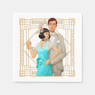 Guardanapo De Papel Quadro Dourado do Deco do Casal Glam Retroativo