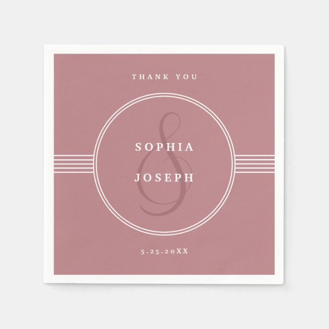 Guardanapo De Papel Quadro Elegante | Casamento de Rosa Dusty (Frente)