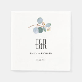 Guardanapo De Papel Quadro Eucalipto verde azul preto em branco