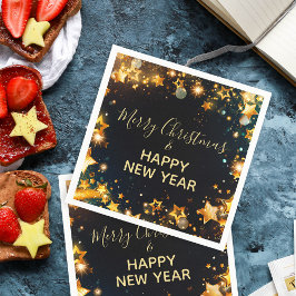 Guardanapo De Papel Quadro festivo com Douradas estrelas Bokees e faís