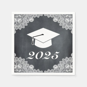 Guardanapo De Papel Quadro Negro e Graduação em Lado Branco Boné Napki