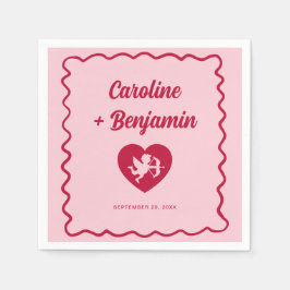 Guardanapo De Papel Quadro Retro Ondulado Casamento Coração Cupido Ros