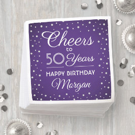 Guardanapo De Papel QUALQUER Aniversário Aplaude Silver Glitter Roxo e