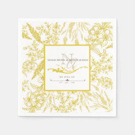 Guardanapo De Papel QUALQUER Aniversário Monograma de flor selvagem El