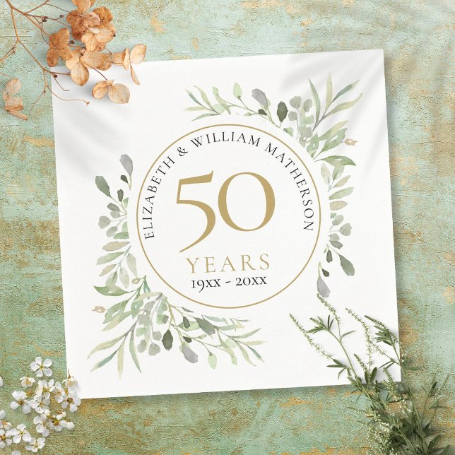Guardanapo De Papel Qualquer Ano de Casamento Greenerase Sai (Any Wedding Anniversary Year Greenery Leaves Napkins)