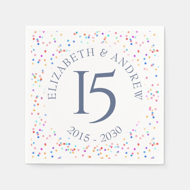Guardanapo De Papel Qualquer Confete de Arco-Íris de Aniversário (Frente)