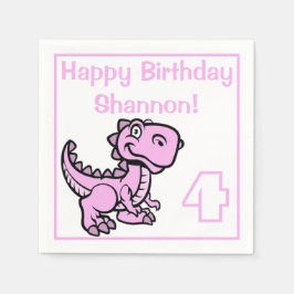Guardanapo De Papel Qualquer Dinossauro Rosa T Rex Idade Aniversário