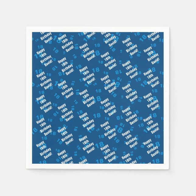 Guardanapo De Papel Qualquer idade e nome personalizado feliz aniversá (Frente)