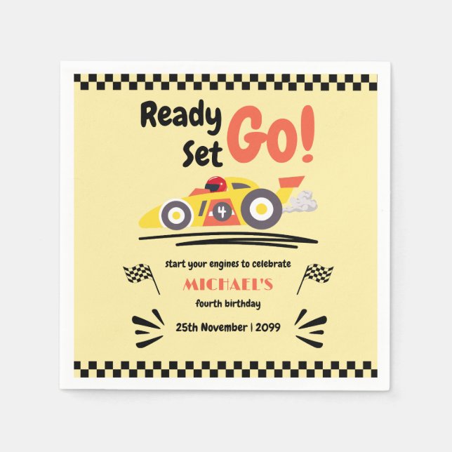 Guardanapo De Papel Qualquer Idade Pronta Para Aniversário, Passe Carr (Frente)