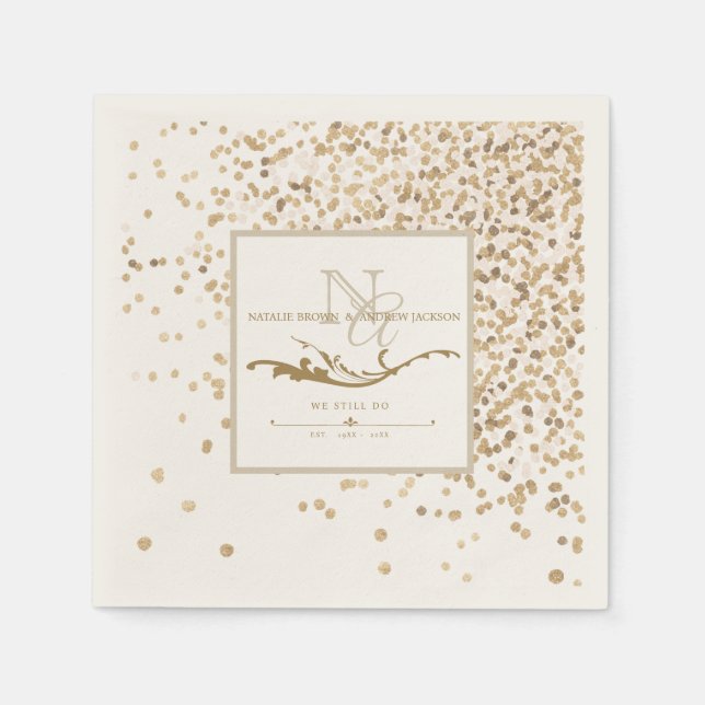 Guardanapo De Papel QUALQUER Monograma de Aniversário Napkin (Frente)