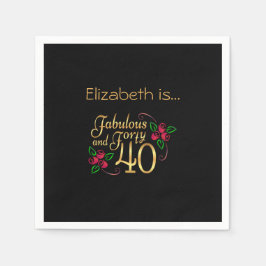 Guardanapo De Papel Quarenta e fabulosa Rosas vermelhas Negras Dourada