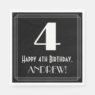 Guardanapo De Papel Quarto aniversário ~ Arte Deco Inspirou "4", Nome