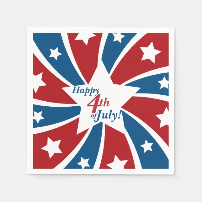 Guardanapo De Papel Quarto de julho - Estrelas e faixas brancas branca (Frente)