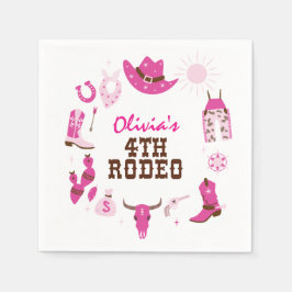Guardanapo De Papel Quarto Rodeio Pink Western Cowboy 4º Aniversário