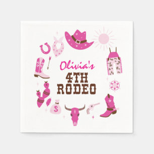 Guardanapo De Papel Quarto Rodeio Pink Western Cowboy 4º Aniversário