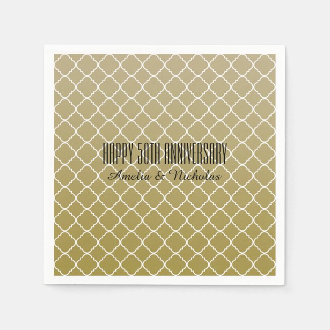 Guardanapo De Papel Quatrefoil Dourado (Frente)