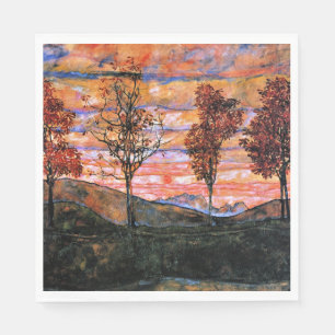 Guardanapo De Papel Quatro Árvores, arte de Egon Schiele,