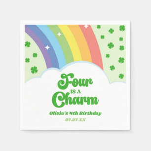 Guardanapo De Papel Quatro é um Charm Rainbow 4º aniversário