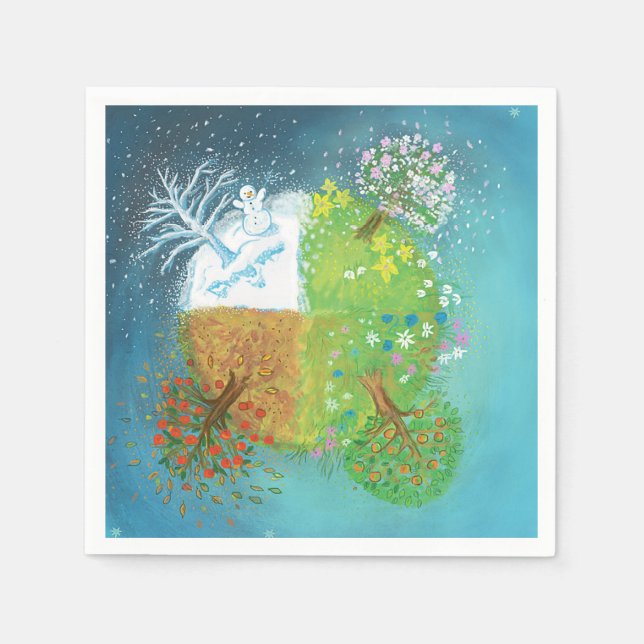 Guardanapo De Papel Quatro estações na Terra (Frente)