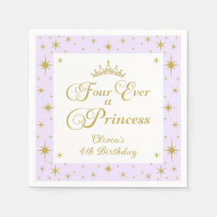 Guardanapo De Papel Quatro vezes uma princesa Dourada Princesa 4º aniv
