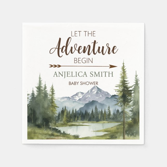 Guardanapo De Papel Que a aventura comece o Chá de fraldas russo da fl (Frente)