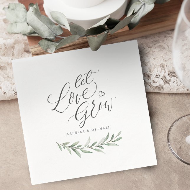 Guardanapo De Papel "Que o amor cresça" roteiro russo do casamento ver ("Let love grow" script rustic greenery wedding Napkins)