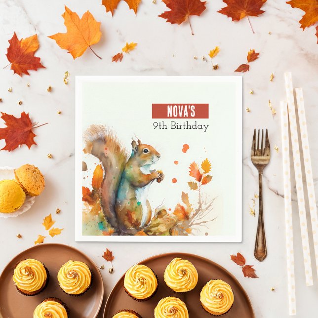 Guardanapo De Papel Queda / Autumn vibes Squirrel - Festa de aniversár (Criador carregado)