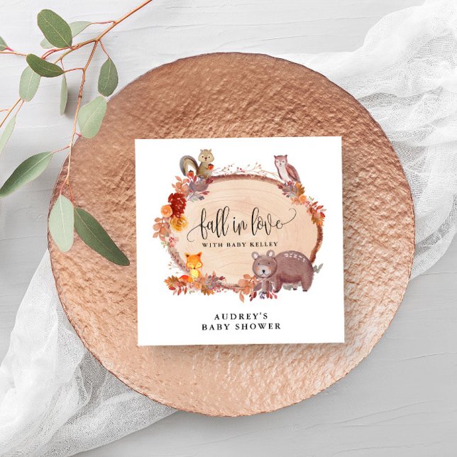 Guardanapo De Papel Queda de animais da floresta apaixonados, Chá de f (Beautiful napkins for your fall themed baby shower.)