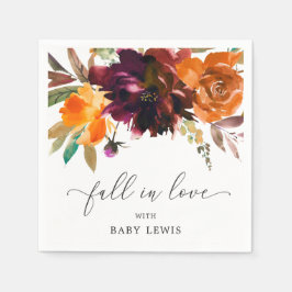 Guardanapo De Papel Queda Floral no Love Orange Burgundy Chá de fralda