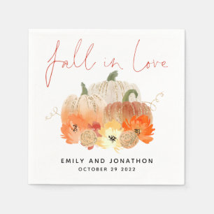 Guardanapo De Papel Queda No Amor Pumpkins Florals Dourado Casamento C