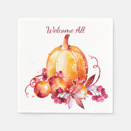 Guardanapo De Papel Queda Watercolor Laranja Pumpkin Colest Napkin