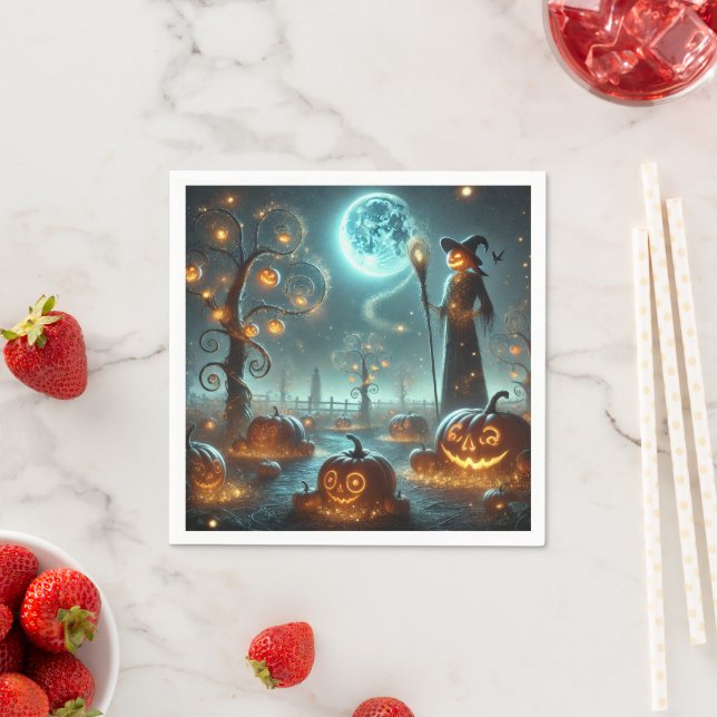 Guardanapo De Papel Queda Whimsigoth Moonlight Pumpkin Patch Découpage (Insitu)