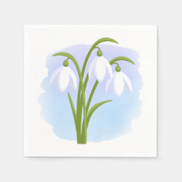 Guardanapo De Papel Quedas de neve - Flores de primavera em Azul de Aq